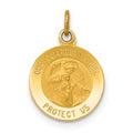 14k Polished and Satin Solid Our Guardian Angel Medal Charm