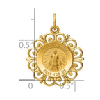 14k Polished and Satin Solid Infant of Prague Medal Scalloped Edge Round Charm