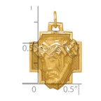 14k Satin Diamond-cut Jesus Charm