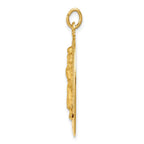 14k Polished and Satin Solid Cut-out Saint Christopher Medal Oval Pendant