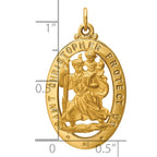 14k Polished and Satin Solid Cut-out Saint Christopher Medal Oval Pendant