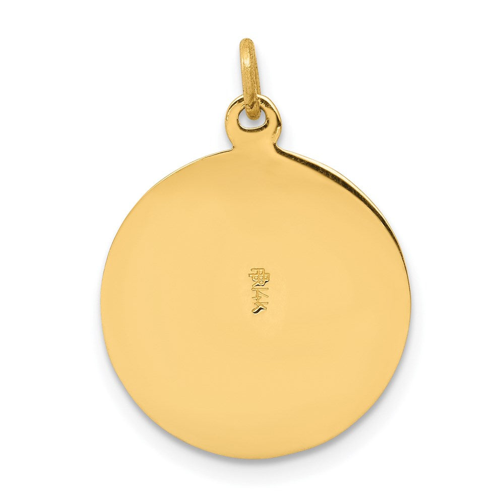 14k Polished and Satin Solid Saint Patrick Medal Round Charm