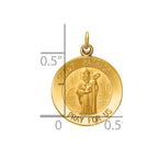 14k Polished and Satin Solid Saint Patrick Medal Round Charm
