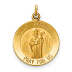 14k Polished and Satin Solid Saint Patrick Medal Round Charm
