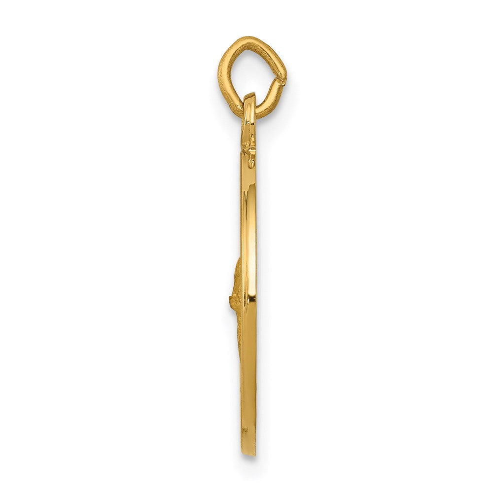 14k Polished and Satin Solid Saint Gerard Medal Round Charm