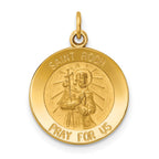 14k Polished and Satin Solid Saint Roch Medal Round Charm