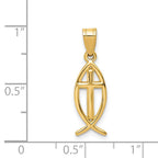 14k Cross Ichthus Fish Pendant