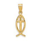 14k Cross Ichthus Fish Pendant