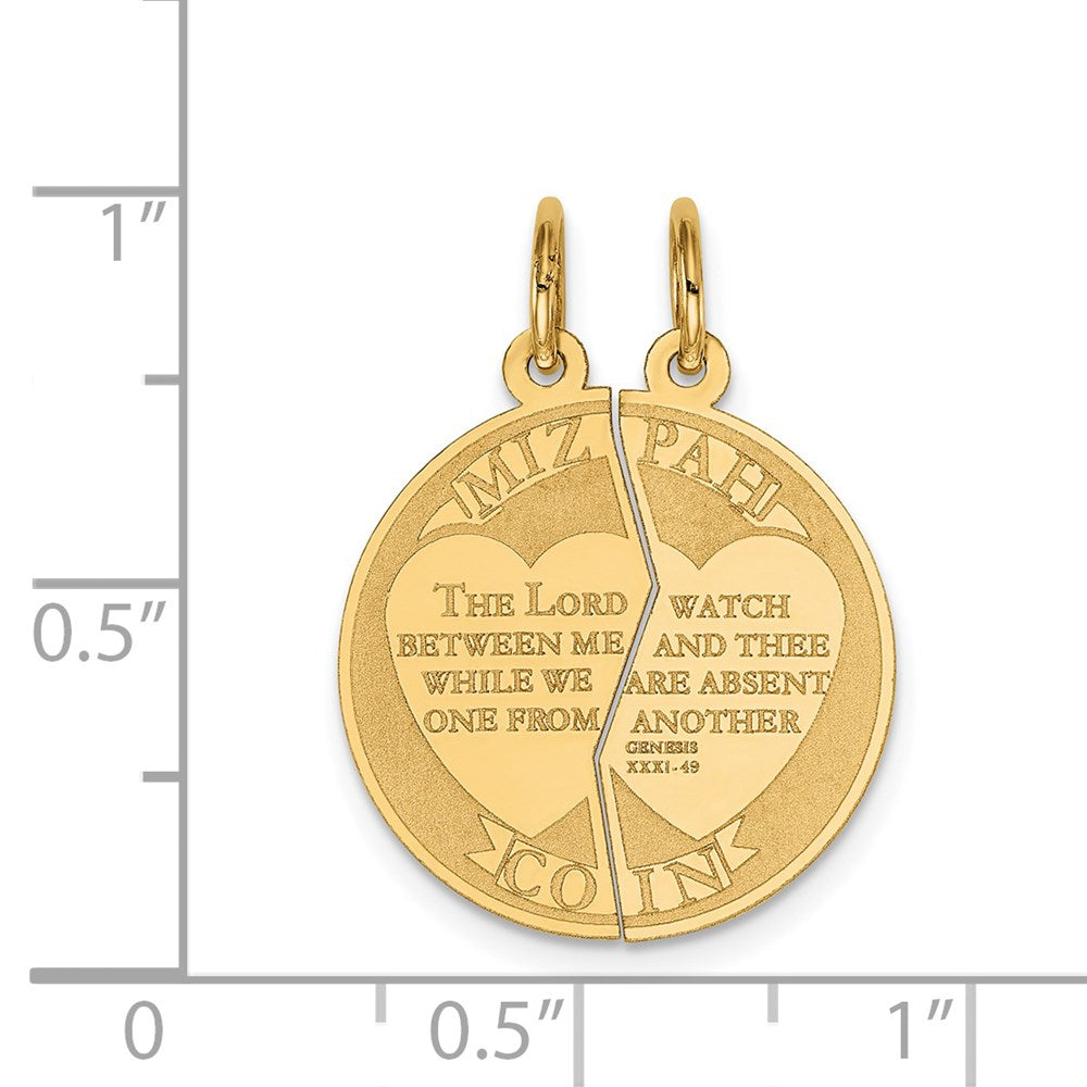 14K MIZPAH COIN 2-piece Round Charm