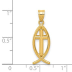 14k Cross Ichthus Fish Pendant