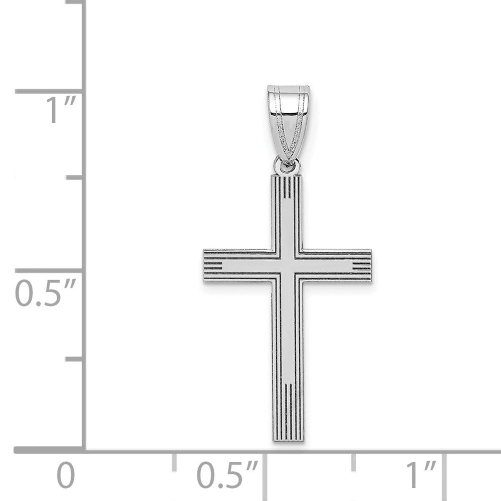 14k White Gold Laser Etched Cross Charm