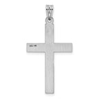 14k White Gold Laser Etched Cross Charm