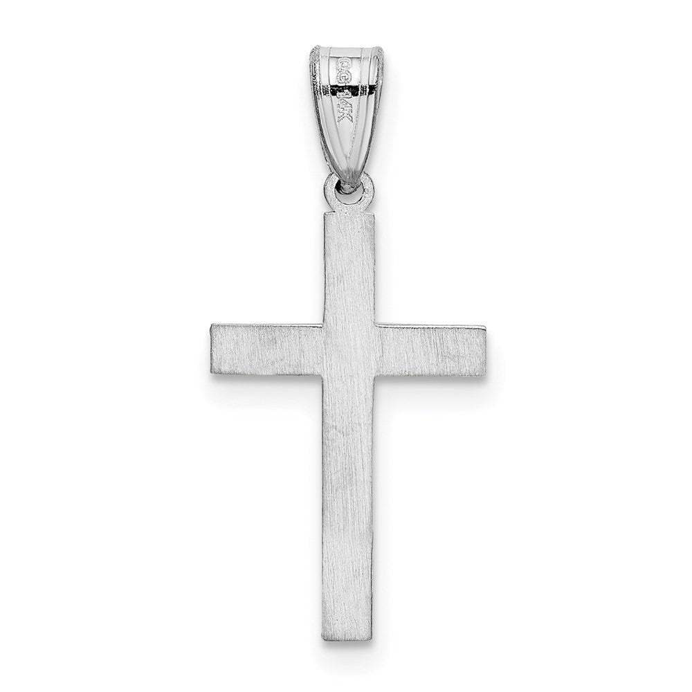 14K White Gold Floral Cross Charm
