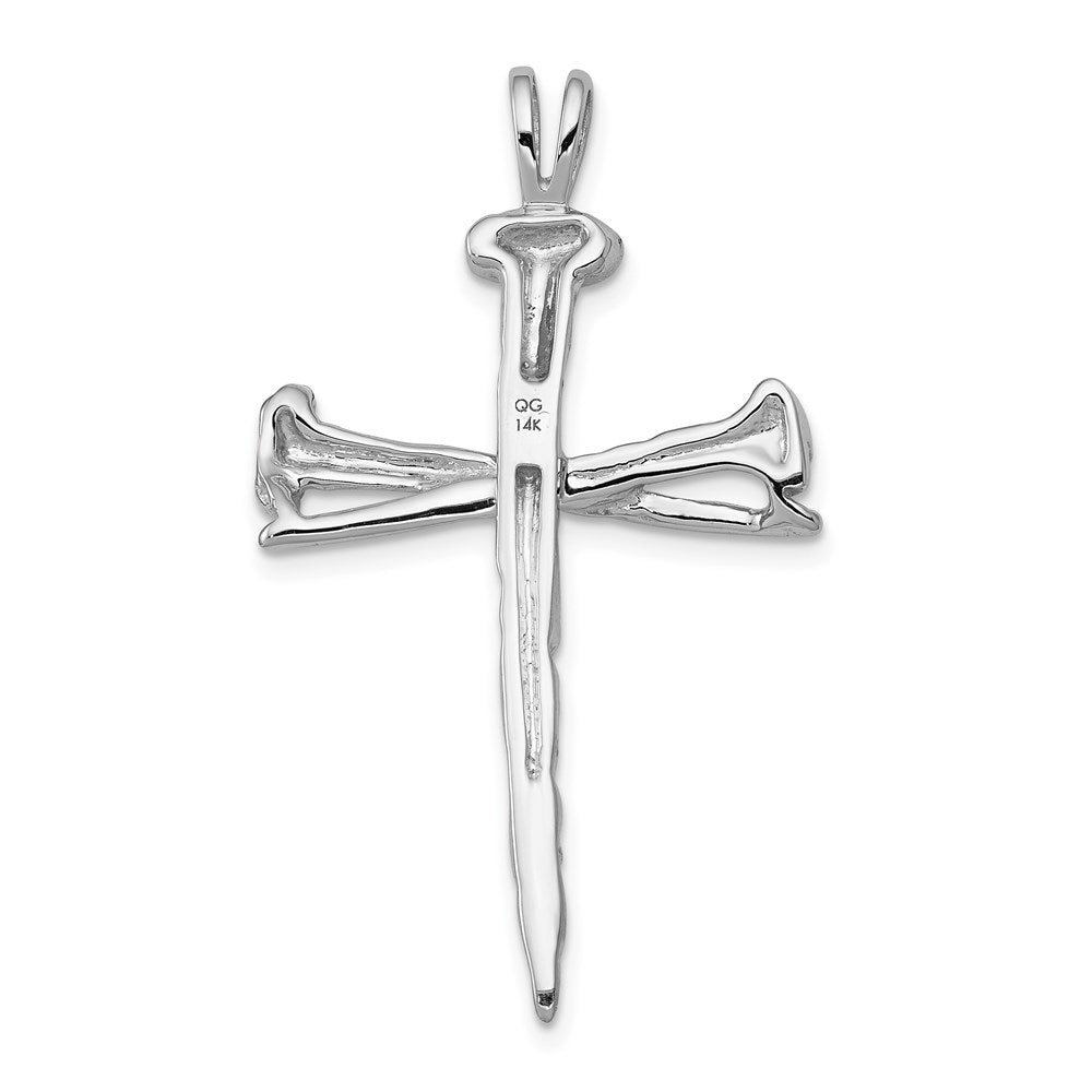 14K White Gold Textured Nail Cross Charm