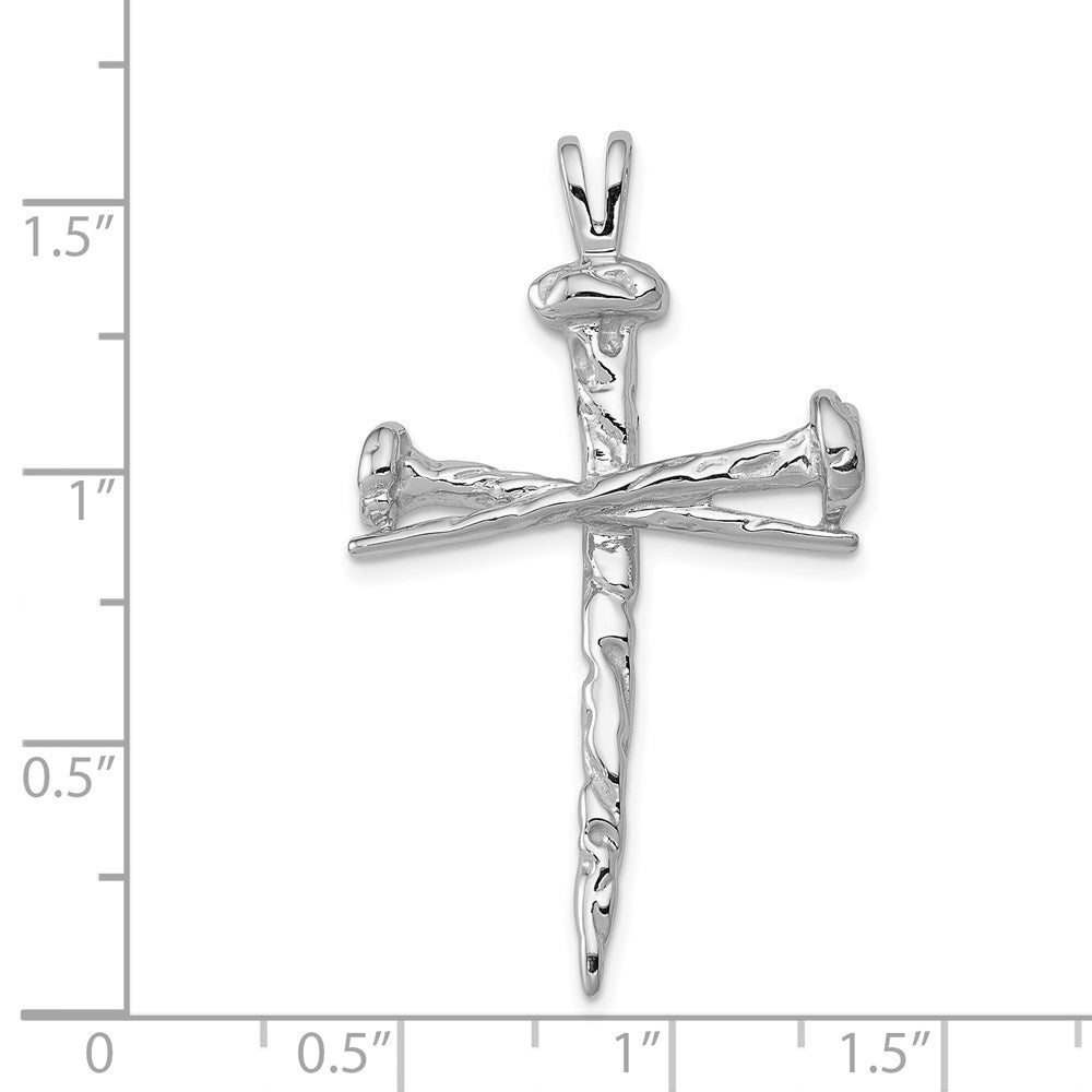 14K White Gold Textured Nail Cross Charm