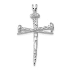 14K White Gold Textured Nail Cross Charm