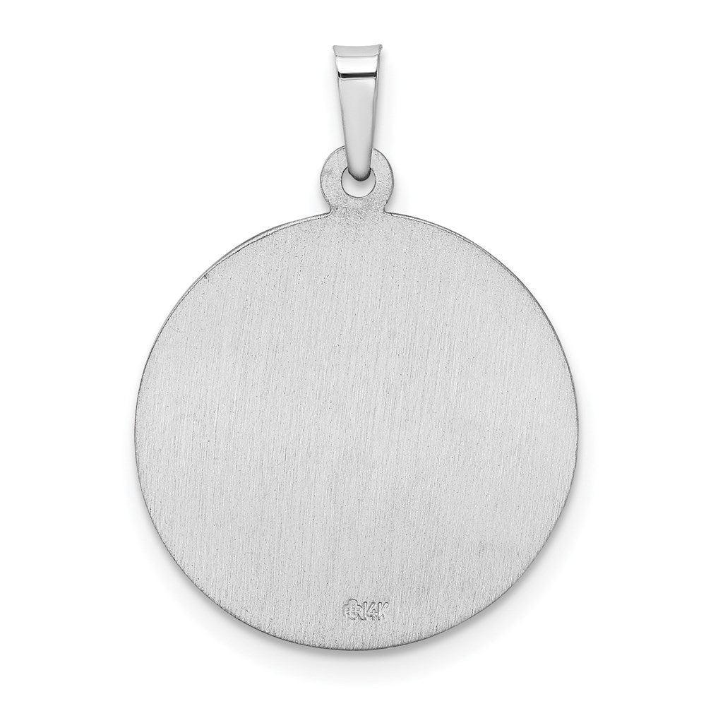 14k White Gold Polished and Satin Solid Saint Christopher Medal Pendant