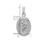 14k White Gold Polished and Satin Solid Saint Christopher Medal Charm