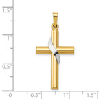 14K Two-Tone Hollow Cross with Drape Charm