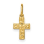 14K Floral Cross Charm