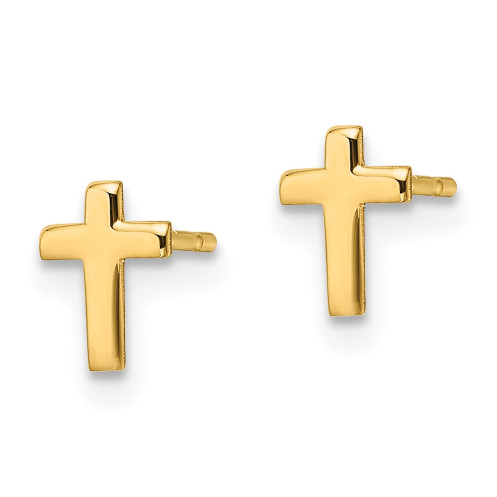 14k Polished Mini Cross Post Earrings