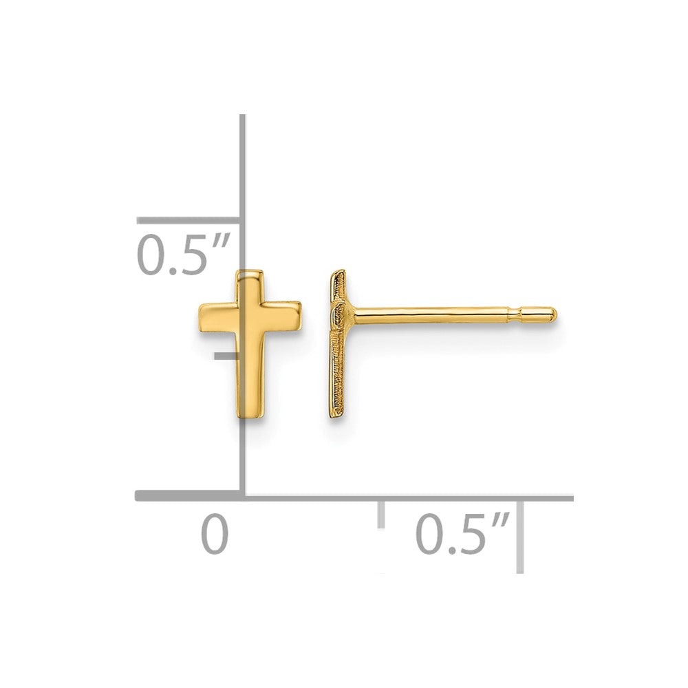 14k Polished Mini Cross Post Earrings