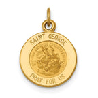 14k Polished and Satin Solid Saint George Medal Round Charm