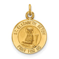 14k Polished and Satin Solid Saint Elizabeth Seton Medal Round Charm