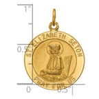 14k Polished and Satin Solid Saint Elizabeth Seton Medal Round Pendant