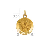 14k Polished and Satin Solid Saint John Medal Round Charm