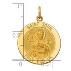 14k Polished and Satin Solid Saint John Medal Round Pendant