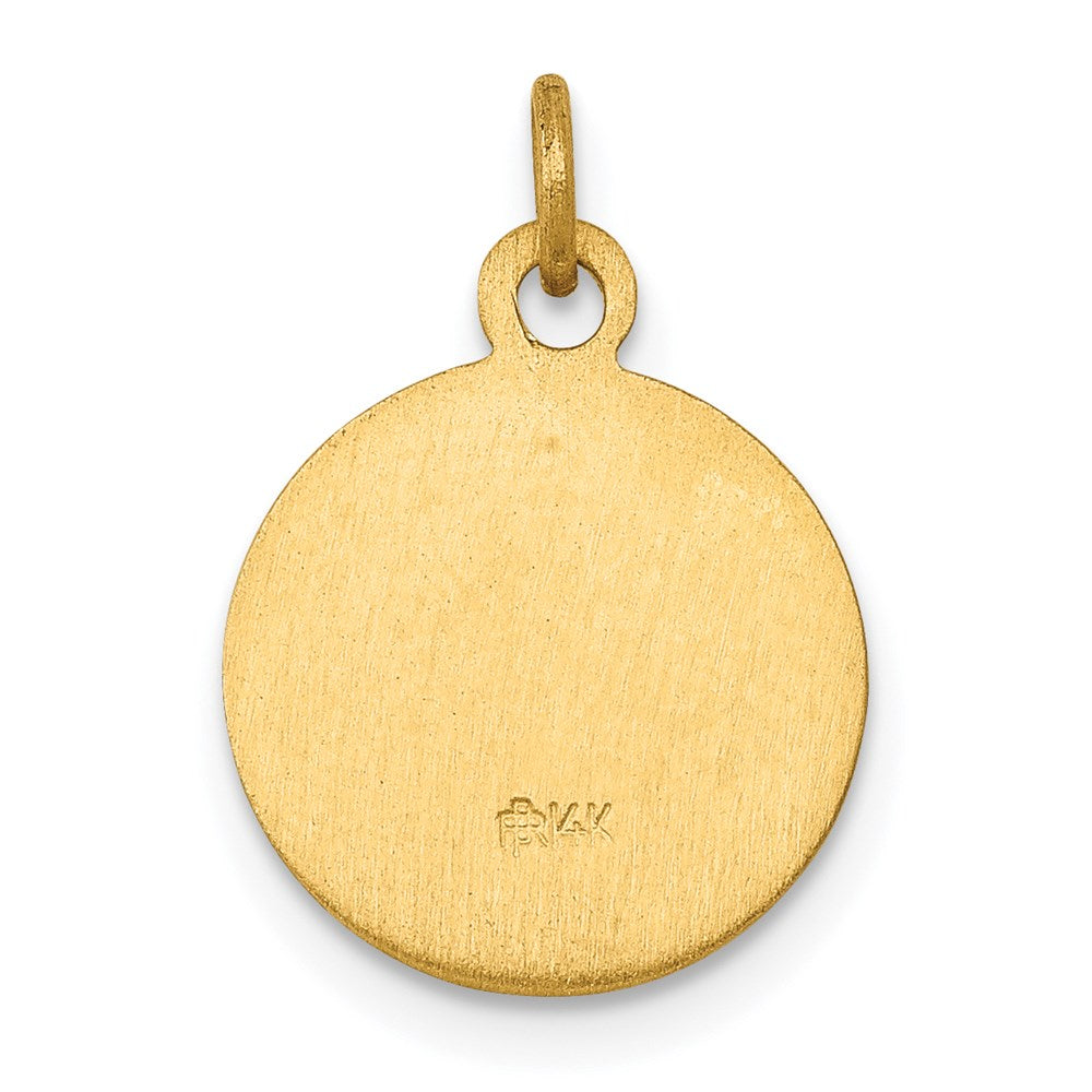 14k Polished and Satin Solid Saint Gerard Medal Round Charm