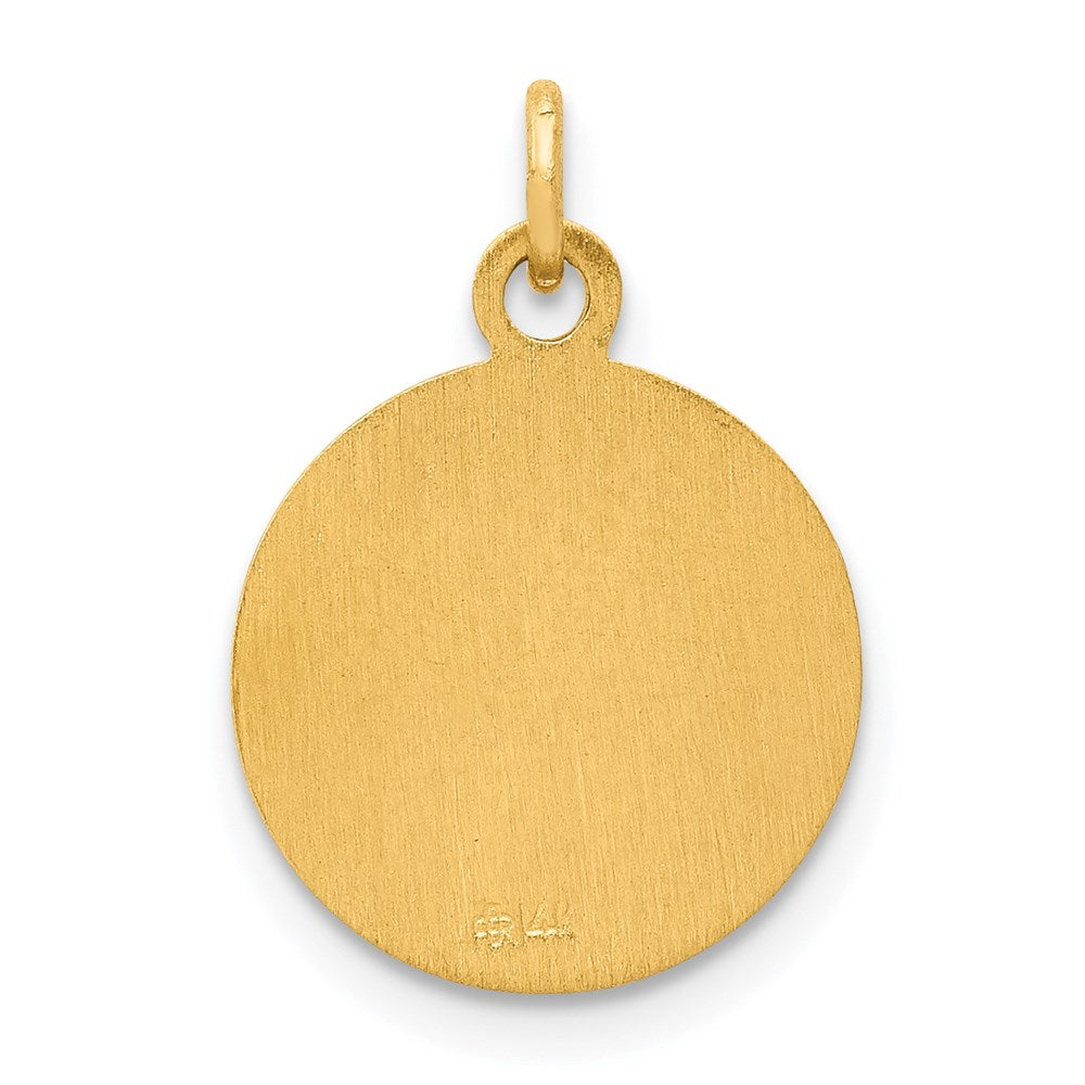 14k Polished and Satin Solid Saint Matthew Medal Round Charm