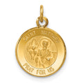 14k Polished and Satin Solid Saint Matthew Medal Round Charm