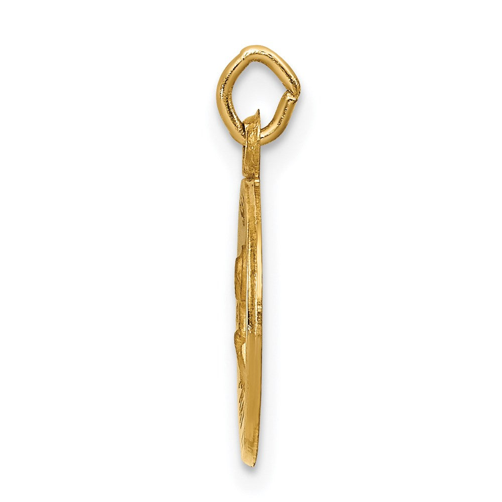 14k Polished and Satin Solid Saint Peter Medal Round Charm