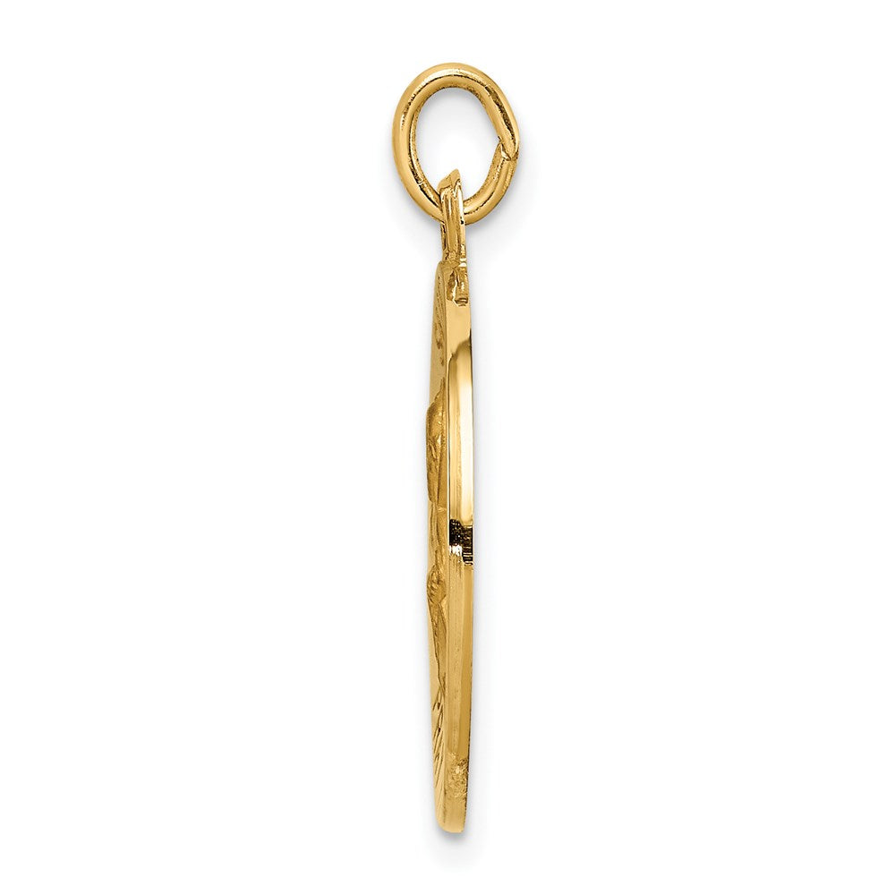 14k Polished and Satin Solid Saint Peter Medal Round Pendant