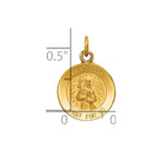 14k Polished and Satin Solid Saint Roch Medal Round Charm