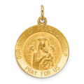 14k Polished and Satin Solid Our Lady of Perpetual Help Medal Round Pendant