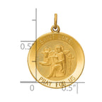 14k Polished and Satin Solid St Luke Medal Round Pendant