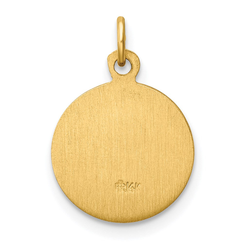 14k Polished and Satin Solid Our Lady of Fatima Medal Round Charm