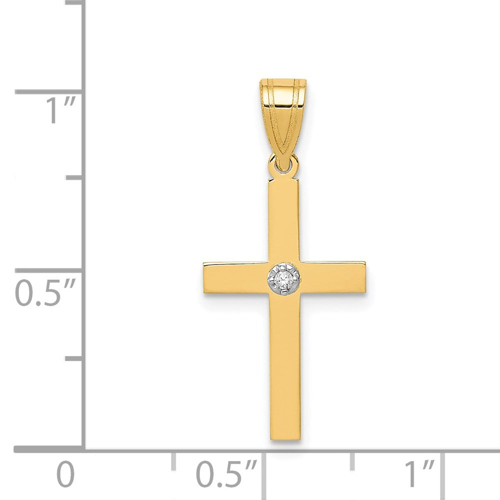14k Polished .01 carat Diamond Cross Pendant