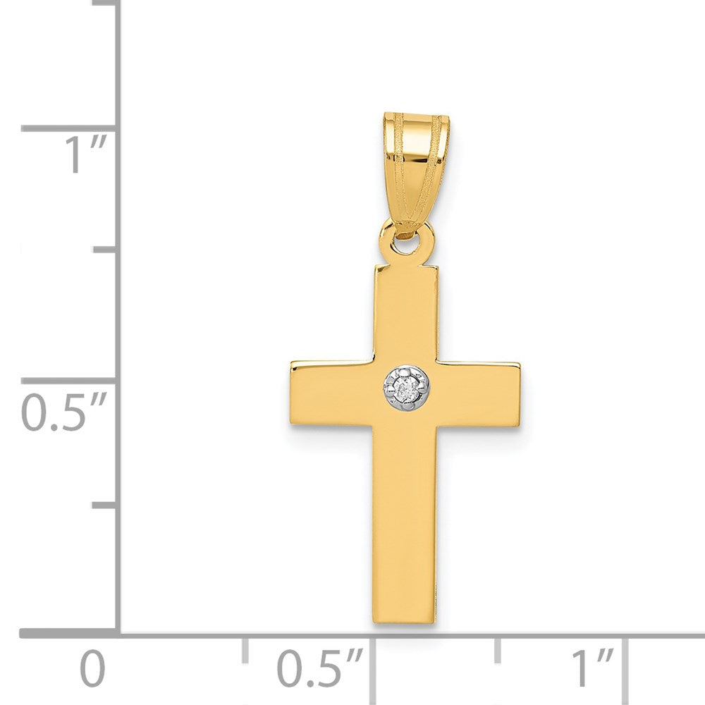 14k Polished .01 carat Diamond Cross Pendant