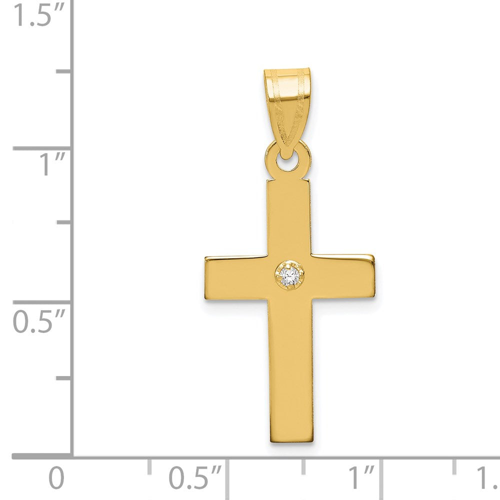 14k Polished .02 carat Diamond Cross Pendant