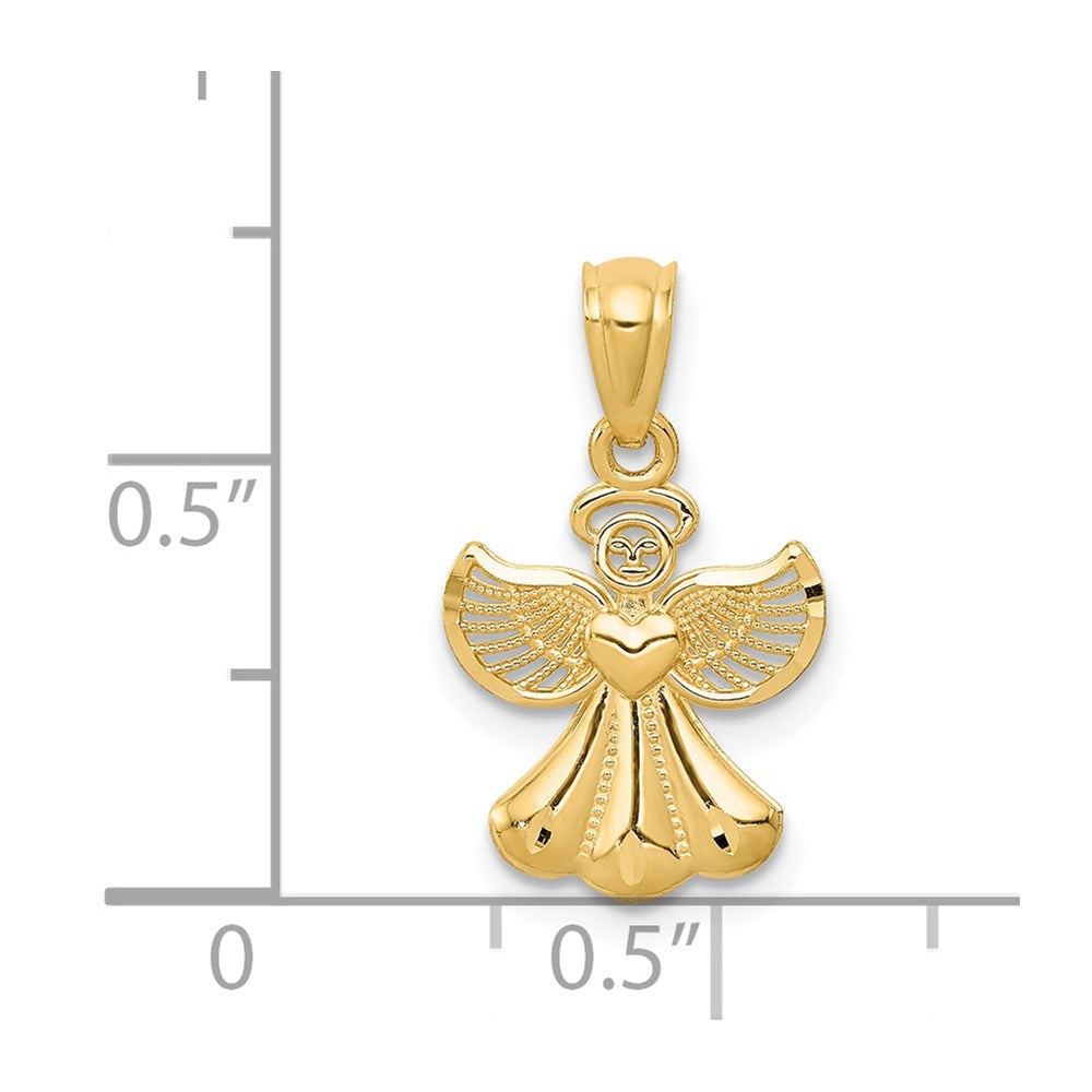 14k Polished Angel with Heart Pendant