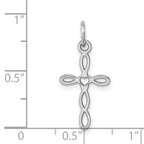 14K White Gold Loop with Center Heart Cross Charm