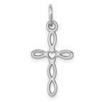 14K White Gold Loop with Center Heart Cross Charm