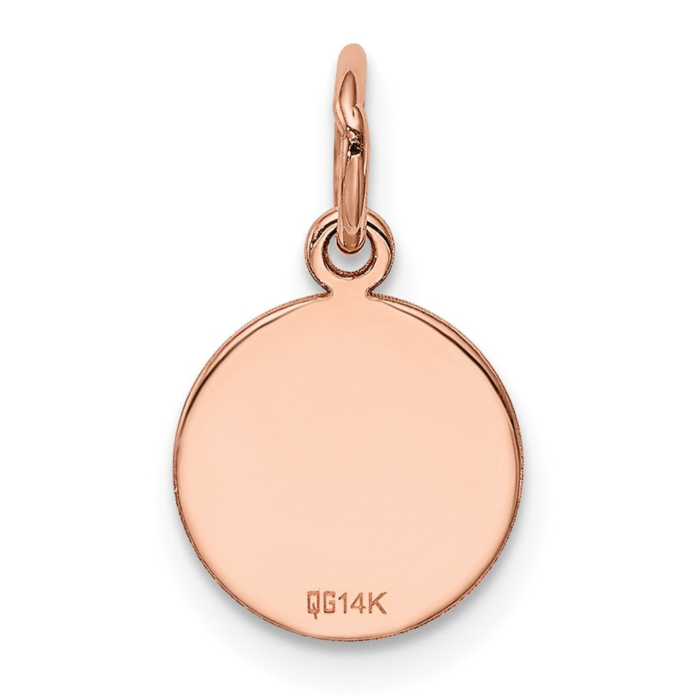 14k Rose Gold Plain .013 Gauge Round Engraveable 10mm Disc Charm