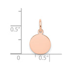 14k Rose Gold Plain .009 Gauge Round Engraveable 10mm Disc Charm