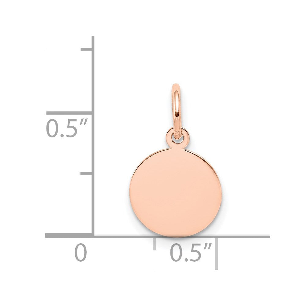 14k Rose Gold Plain .027 Gauge Round Engraveable 10mm Disc Charm
