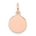 14k Rose Gold Plain .009 Gauge Round Engraveable 10mm Disc Charm